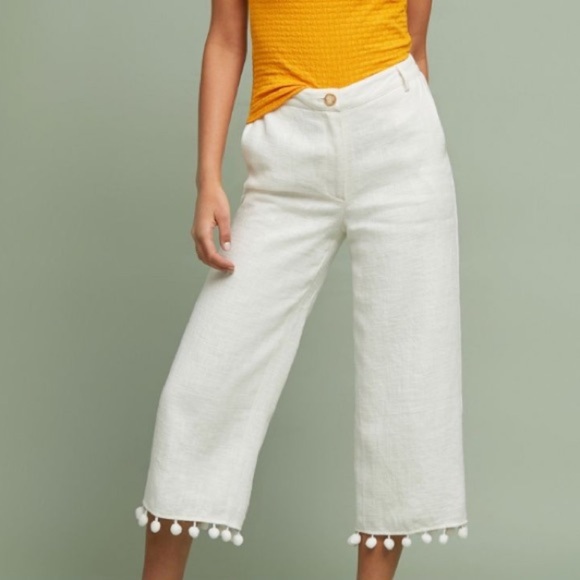Ettitwa By Anthropologie Pommed
Linen Wide-Leg Pants XS White - Picture 1 of 12